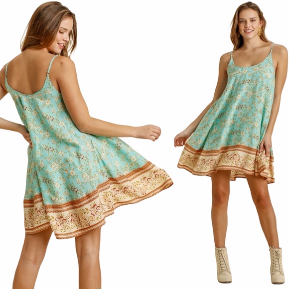 LAST 1 Umgee Mint Blue Floral Print Strap s m l - Picture 10 of 11